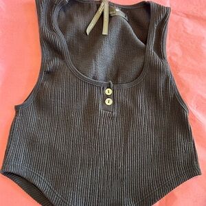 Anthropologie Black Ribbed Tank Top